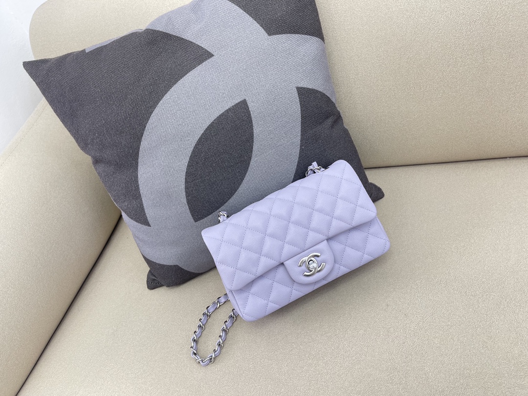 Small Classic Flap Caviar Bag A01116 Light Purple/Silver